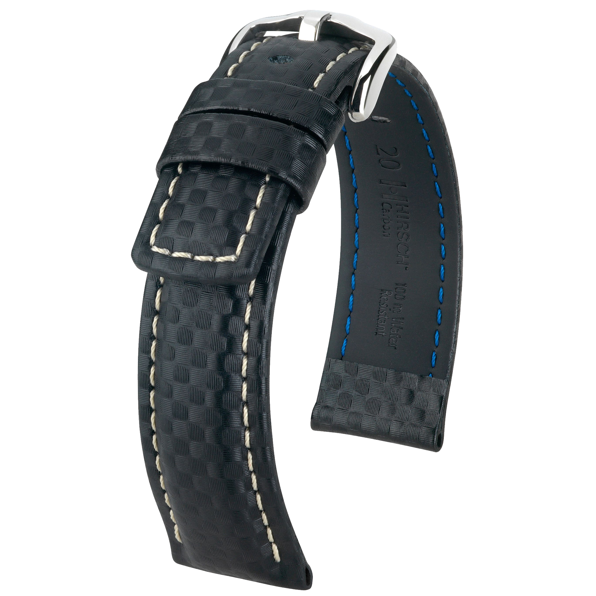 Hirsch CARBON Embossed Waterproof Leather Watch Strap - /