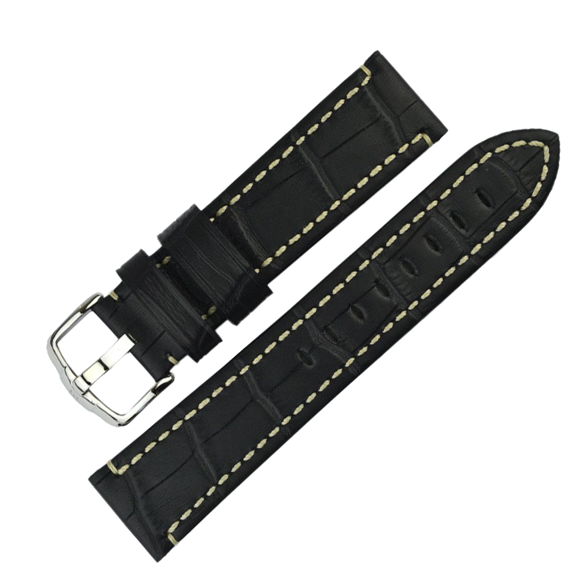 Hirsch KNIGHT Alligator Embossed Leather Watch Band - /