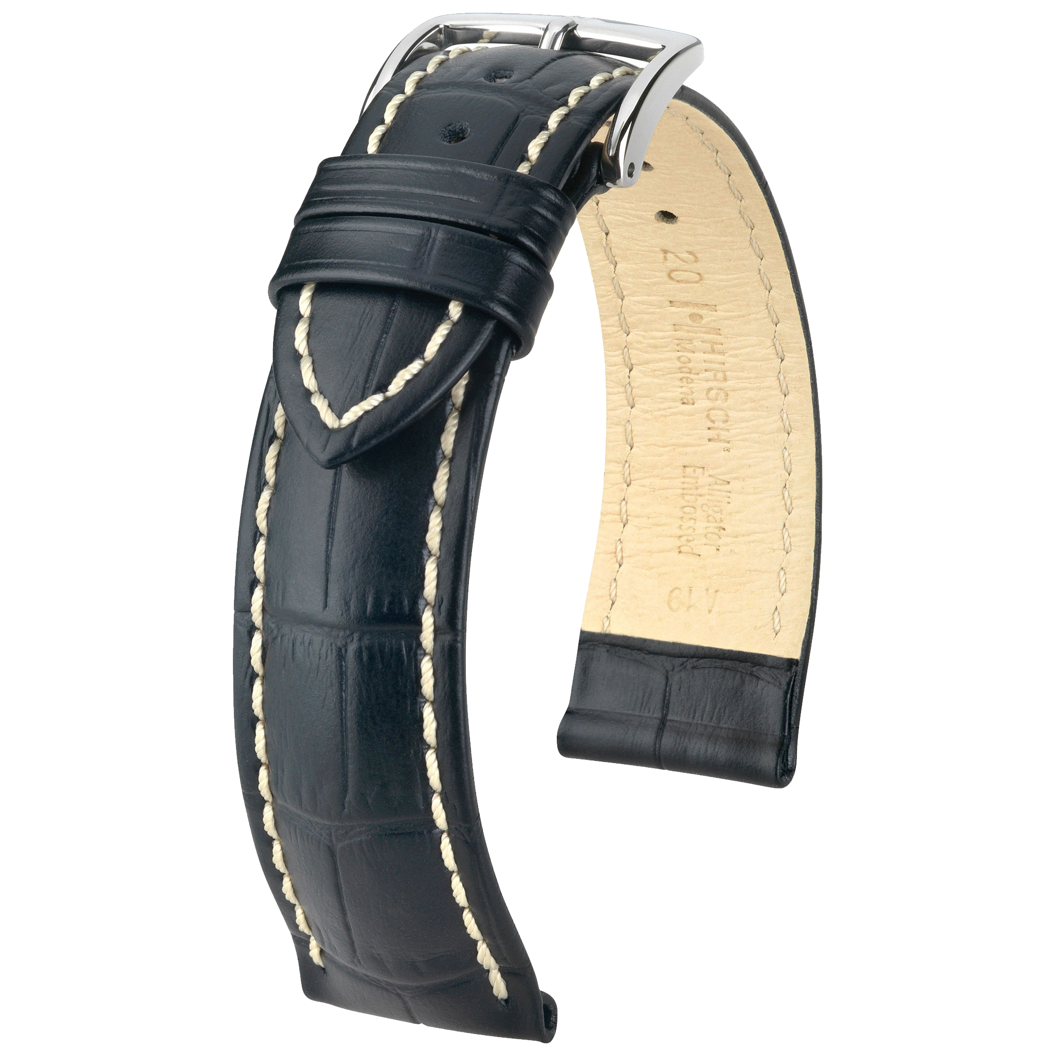 Hirsch MODENA Alligator Embossed Leather Watch Strap - /