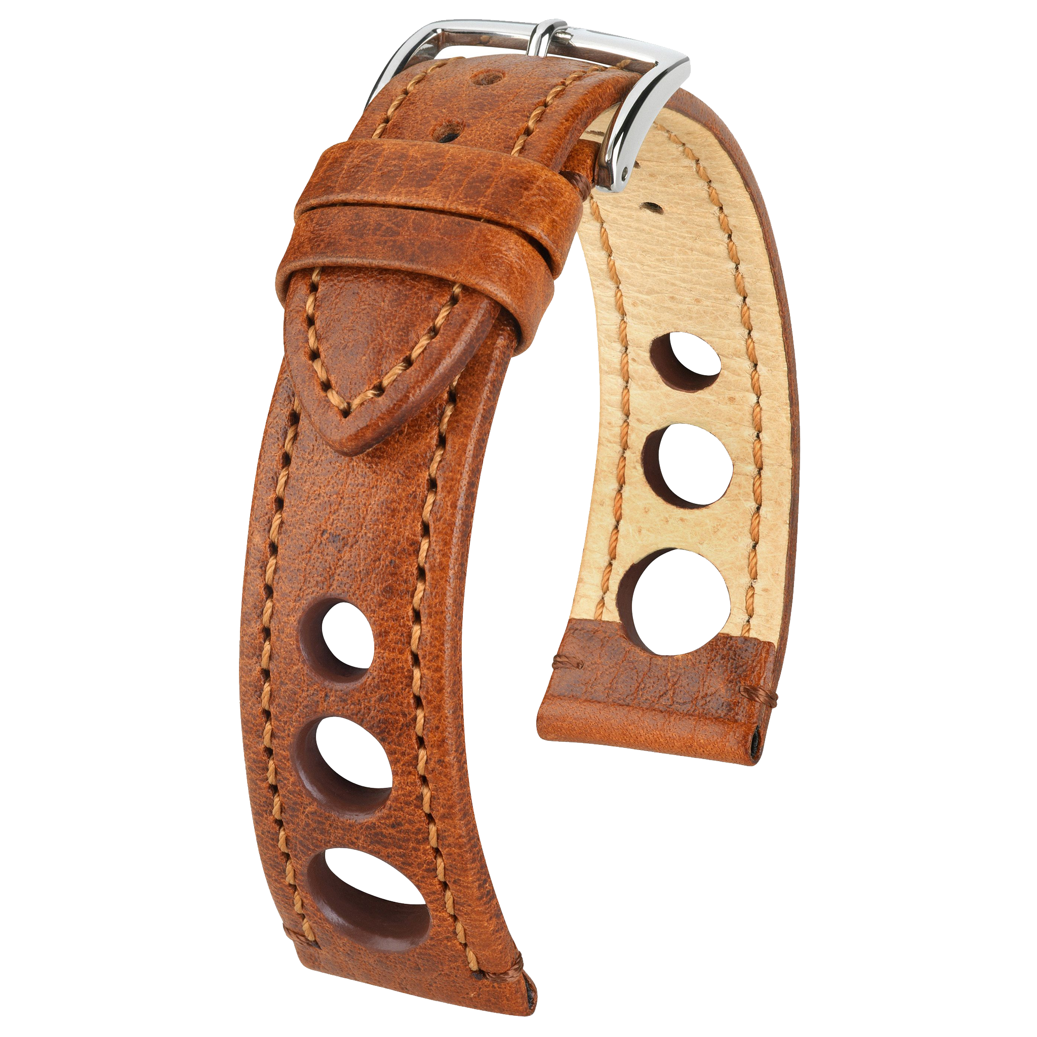 Hirsch RALLY Natural Leather Racing Watch Strap - /