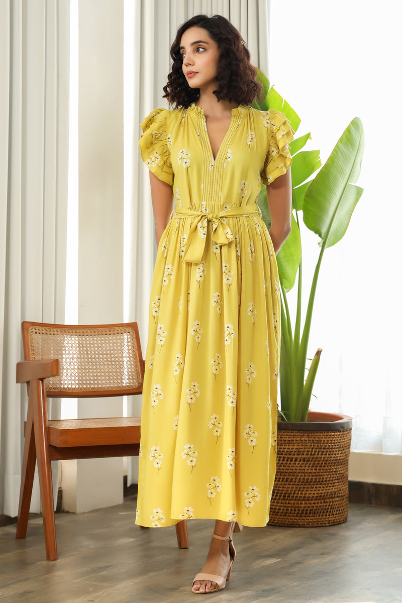 Sarah Ruffled Dress: Mogra – October Jaipur