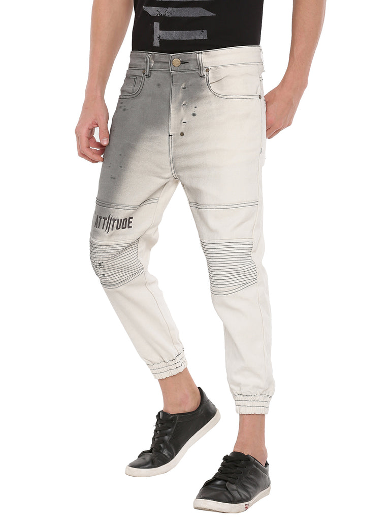 white denim joggers