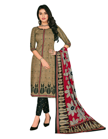Ladyline Casual Ethnic Printed Pure Cotton Salwar Kameez Suit with Cotton Printed Dupatta