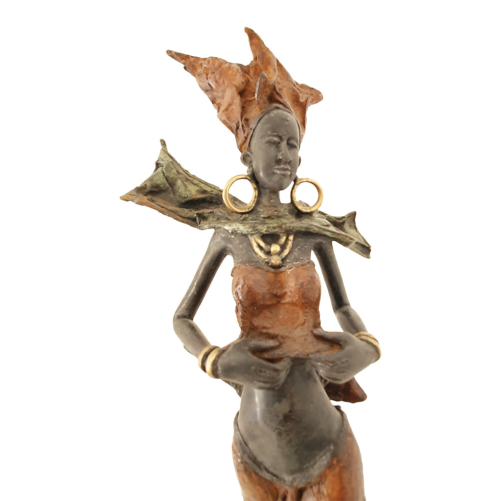 Vintage Bronze Statue of a Rust-Clad African Woman | House of Avana