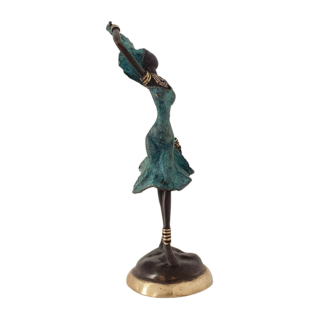African Dancer in Turquoise | Hand-Cast Bronze Statue | House of Avana