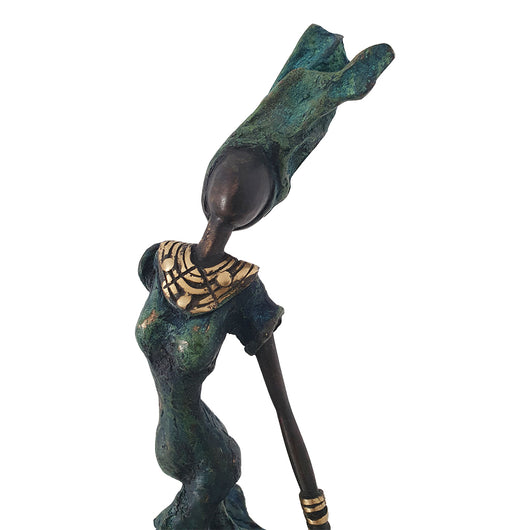 African Woman in Navy | Hand-Cast Bronze Statue | House of Avana
