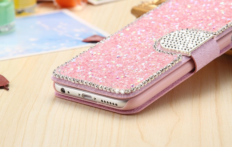 Bling Diamond Flip Leather Cover Stand Card Slot Magnetic Buckle Case - Best iPhone Cases