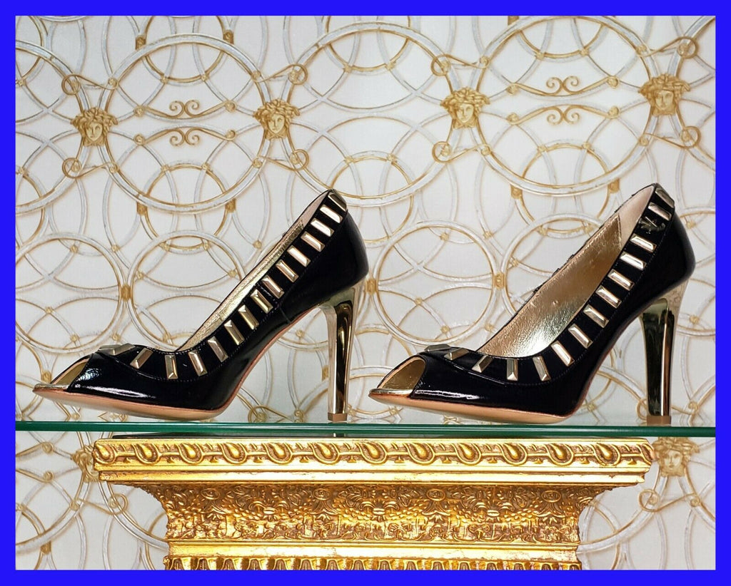 VERSACE COUTURE In DARK NAVY BLUE with GOLD HEELS 39 -9 Exquisite Finds