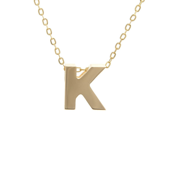 14k Gold Minimal K Initial Necklace