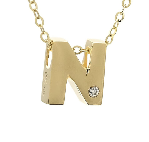 Detroit D Necklace, 14k Gold