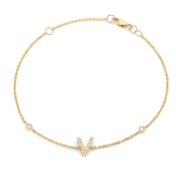 14K Gold Initial P Bracelet with Diamonds