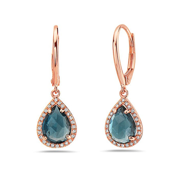 London Blue Topaz Emerald Cut Diamond Earrings – Portsche's Fine Jewelry