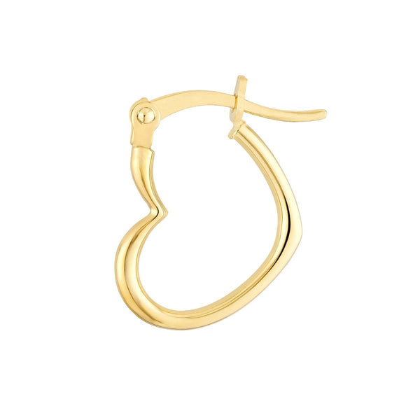 14K Yellow Gold Tilted Heart Mini Hoop Earrings