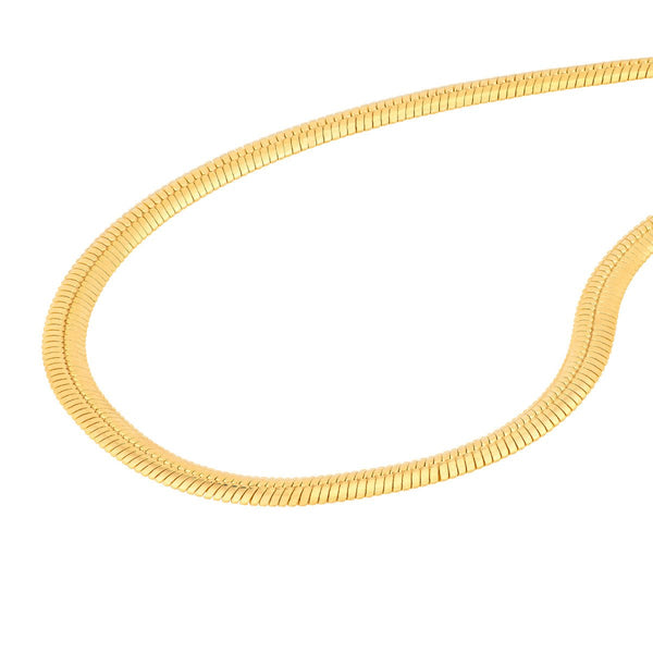 14K Yellow Gold 4.20mm Hollow Oval Snake Chain with Lobster Lock Bracelet