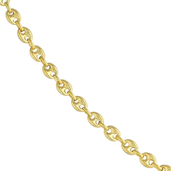 14K Yellow Gold 4.20mm Hollow Oval Snake Chain with Lobster Lock Bracelet