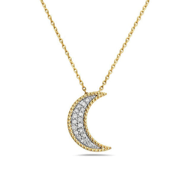 Diamond Moon Necklace 1/4 ct tw Round-cut Sterling Silver 18