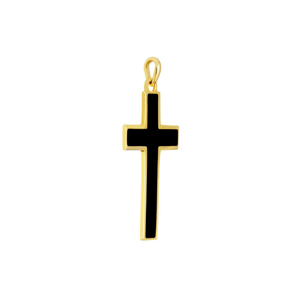 Lot of 4 Gold & Black Enamel Sideways Cross Charms for Jewelry Making, 1  inch