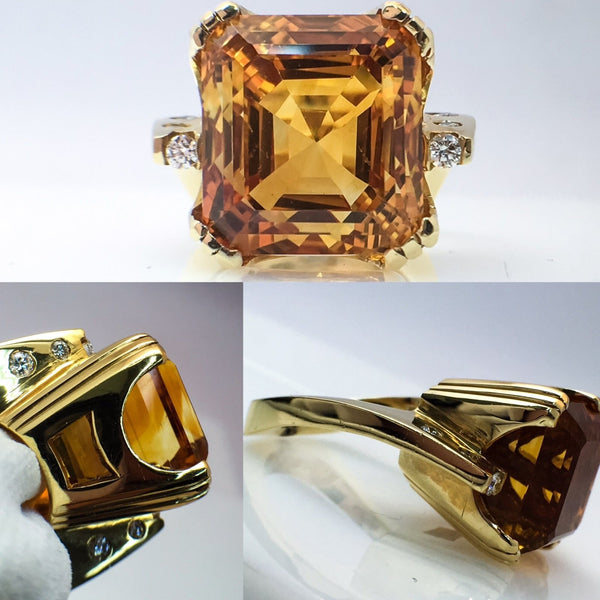 14K Yellow Gold Fashion Ring With Citrine Center Stone