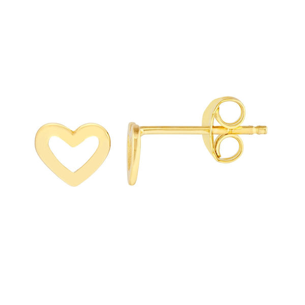 14K Yellow Gold Puffed Heart Fish Hook Earrings