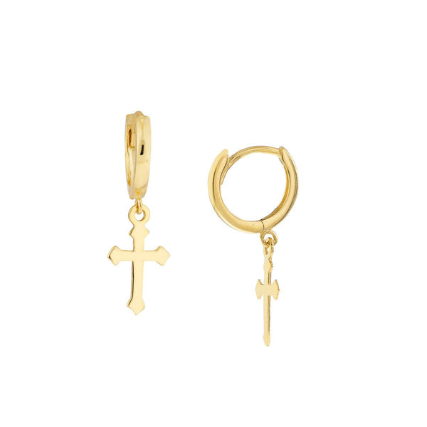 14K Yellow Gold Puffed Heart Fish Hook Earrings