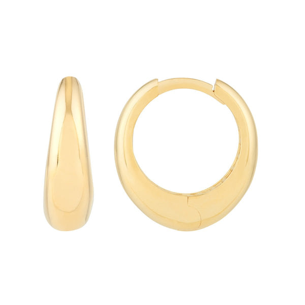 14K Yellow Gold Mini Huggie Hoop Earrings with Heart Drop