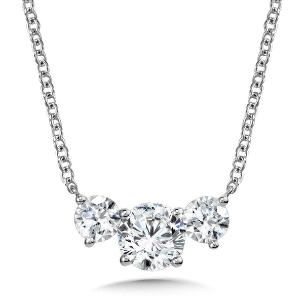 Three Stone Diamond Pendant In White Gold (1/3 Ctw)