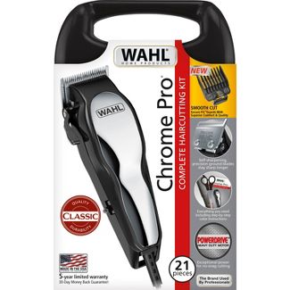 wahl chrome pro men's haircut kit with adjustable taper lever and hard storage case