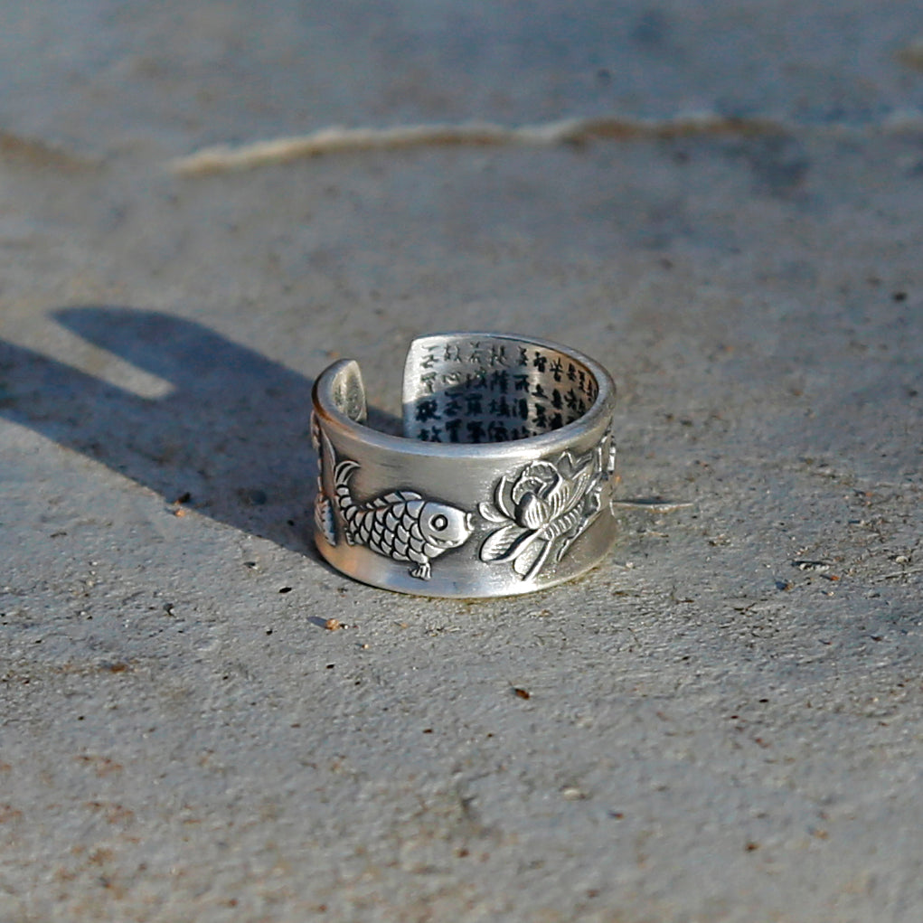 Sterling Silver Adjustable Ring - Lotus Design