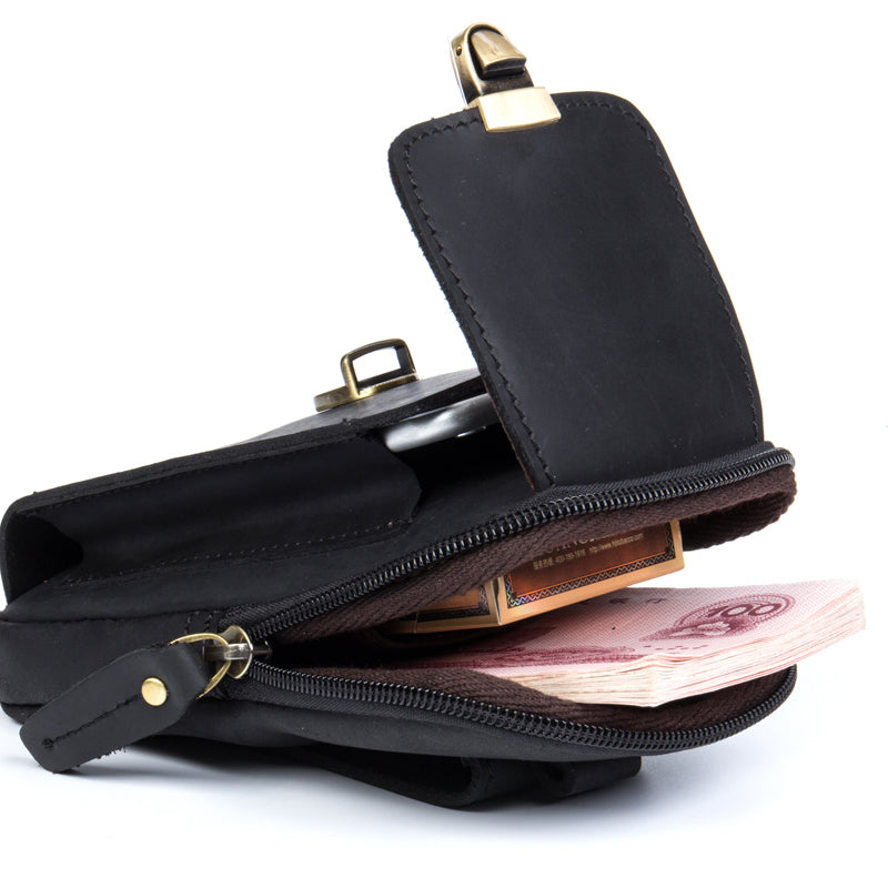 Brown Leather Waist Bag, Money Belt Hip Bag, Belt Bag Fanny Pack, Genu – Leajanebag