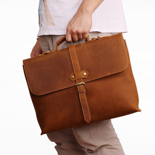 Mens leather briefcase, Personalized leather bag, Laptop portfolio, Le – Leajanebag