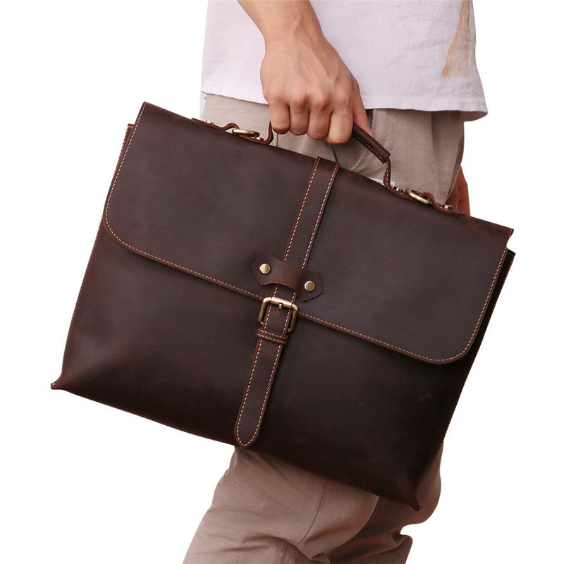 Mens leather briefcase, Personalized leather bag, Laptop portfolio, Le – Leajanebag