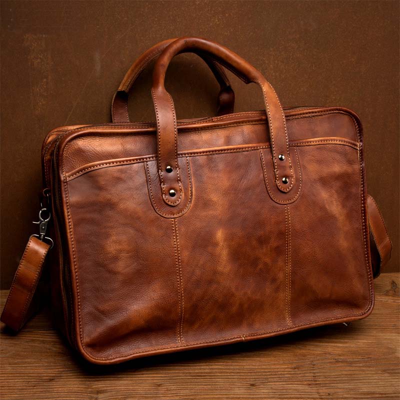 men's leather business briefcase