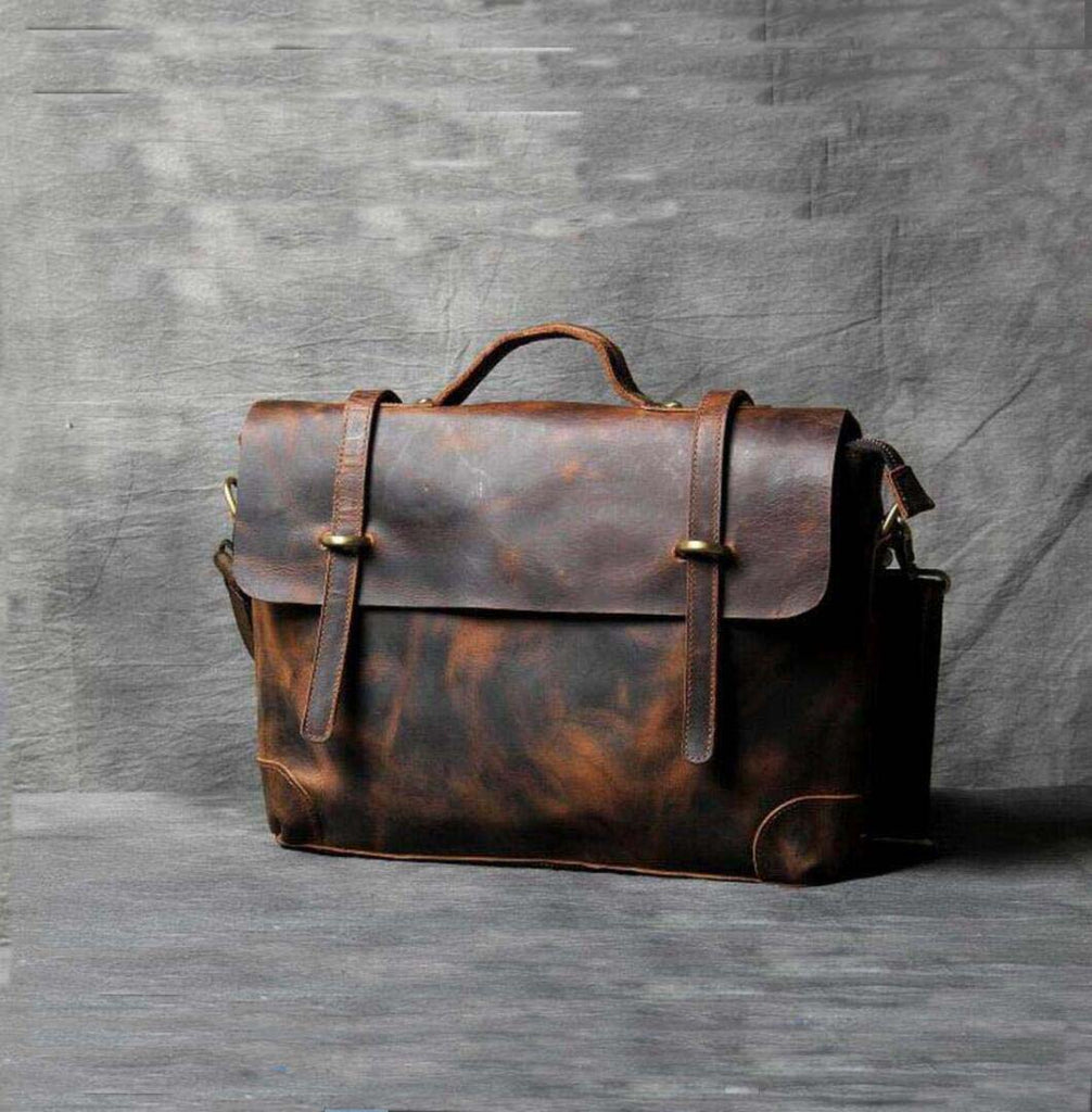 leather slim portfolio laptop briefcase