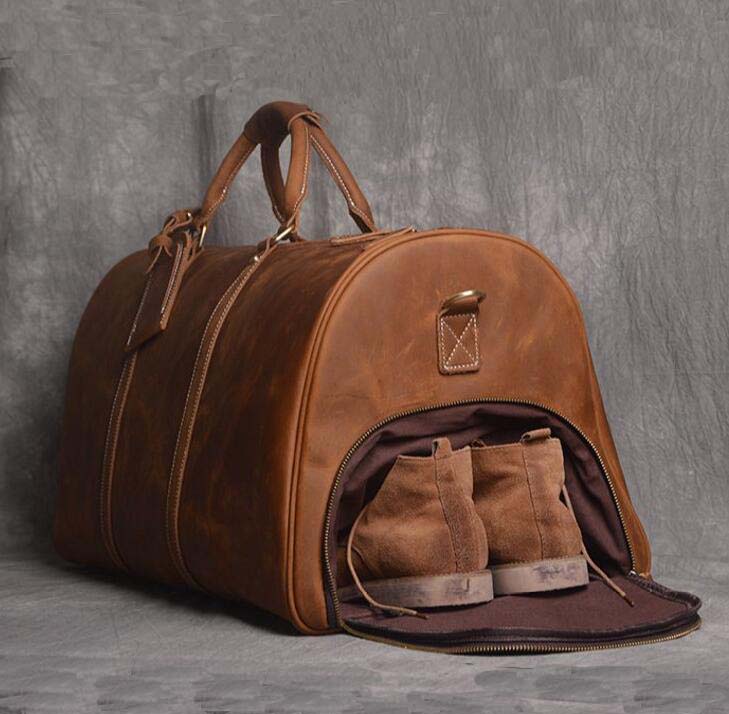 personalized leather duffle bags