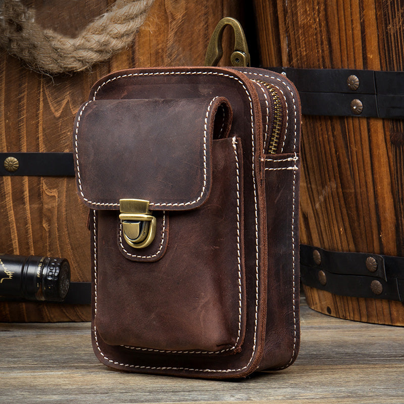 Brown Leather Waist Bag, Money Belt Hip Bag, Belt Bag Fanny Pack, Genu – Leajanebag
