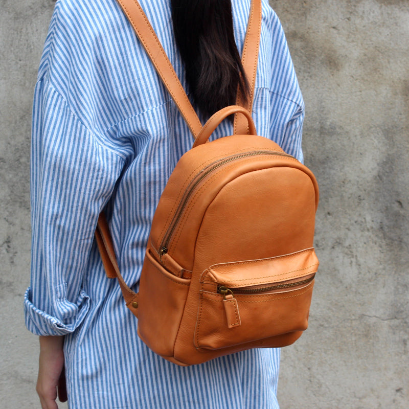 tan leather backpack womens