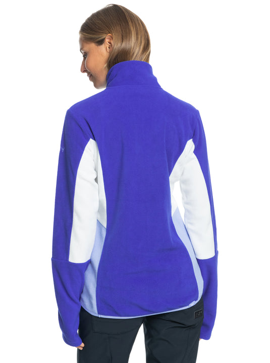 Roxy Dawn To Dusk Fleece Jacket Blue Surf Blanket Stripe XS (US 0-1)