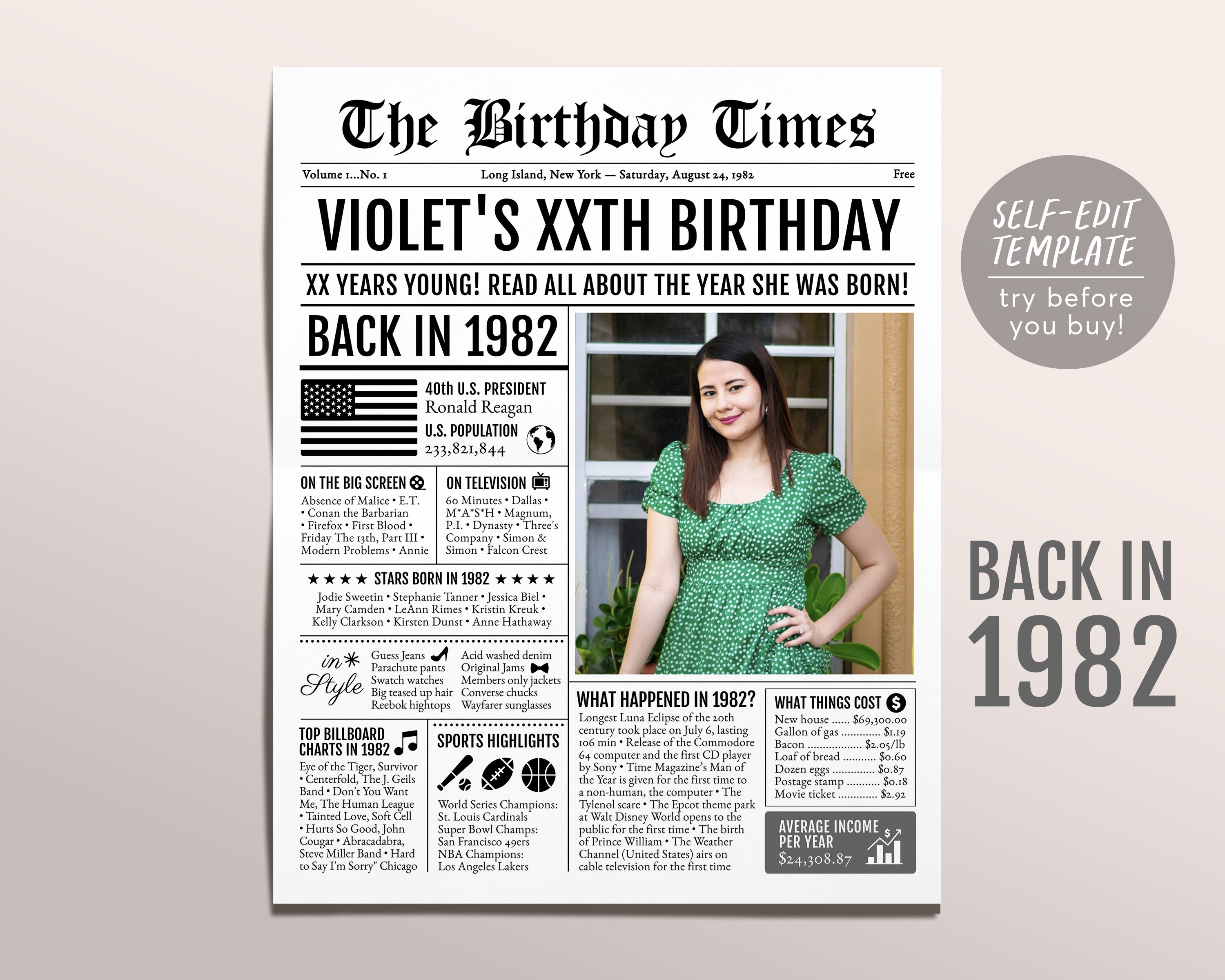 40th Birthday Newspaper Poster, 40th Birthday Gift for Him or Her, 40th  Birthday Decorations, Gifts for Men, Gifts for Women, Back in 1984 - Etsy | 40th  birthday poster, 40th birthday party