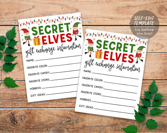 Secret Santa Questionnaire Printable. Secret Santa Form. Secret Santa for  Work. Secret Santa Printable. Secret Santa Wish List. Christmas 