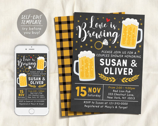 Beers and Bras Bachelorette Party Tem, TRY BEFORE You BUY, Instant  Download, Edit Yourself Invitation,template Editable 