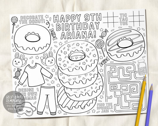 Winter ONEderland Birthday Coloring Page Placemat For Kids Editable Te –  Puff Paper Co