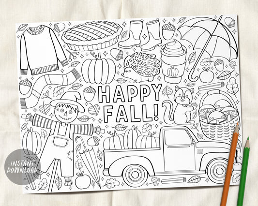 Thanksgiving Coloring Pages Set of 3 Printable Coloring Sheets Hand-drawn  Instant Download Fall Party Activities Classroom 