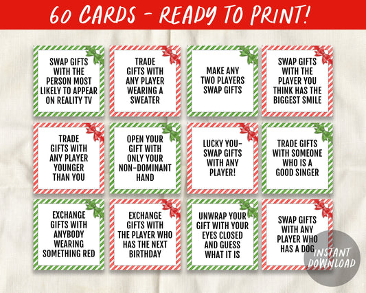 Christmas Pass the Gift Game - Instant Download - Printable Digital Games -  Gift Exchange Activities - White Elephant Game Idea