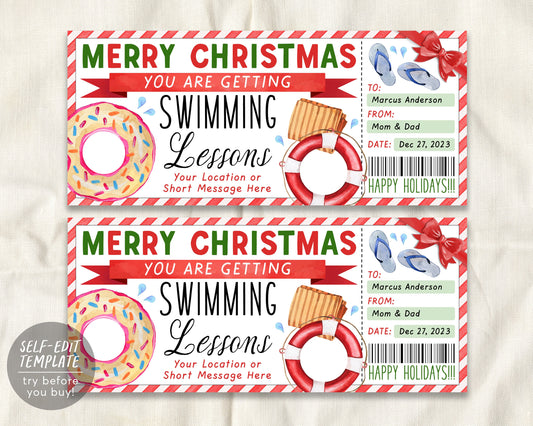 Surfing Lessons Gift Voucher Template Certificate Ticket 