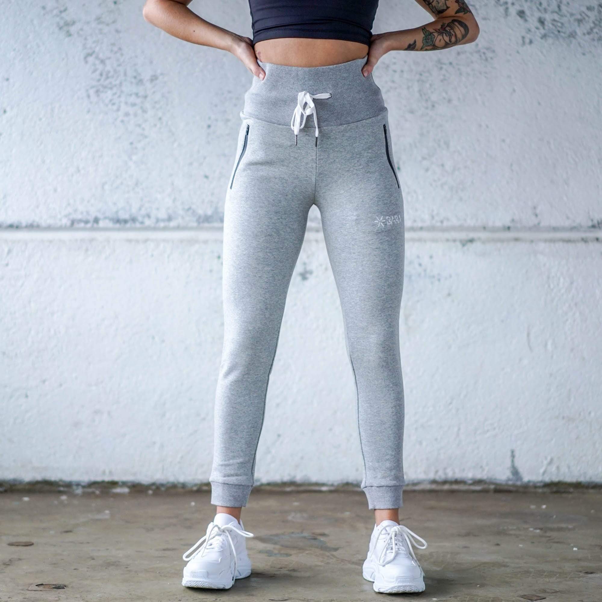 high waisted grey joggers