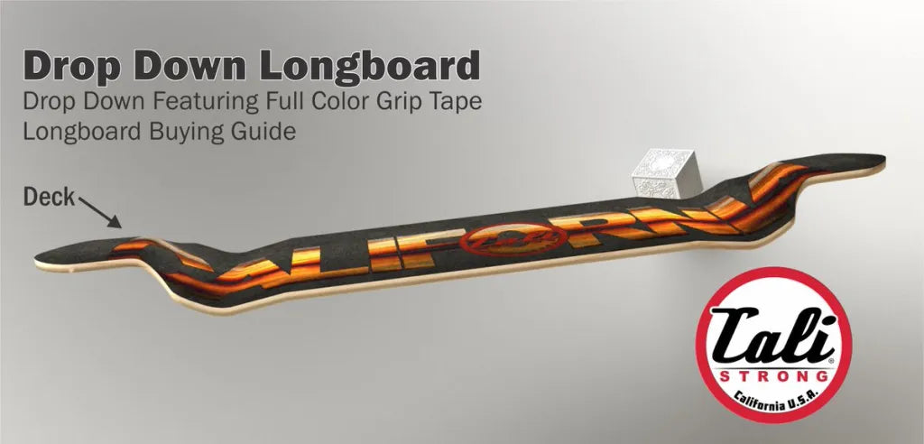 Drop Down Longboard Diagram Featuring Full Color Grip Tape