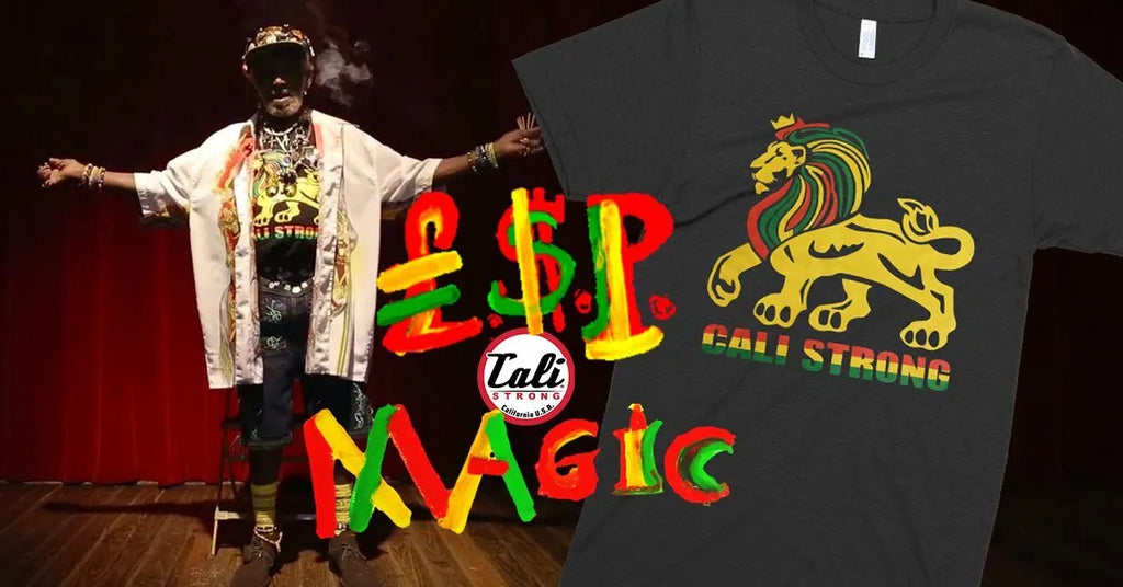 Lee Scratch Perry wearing CALI Strong Reggae Gear