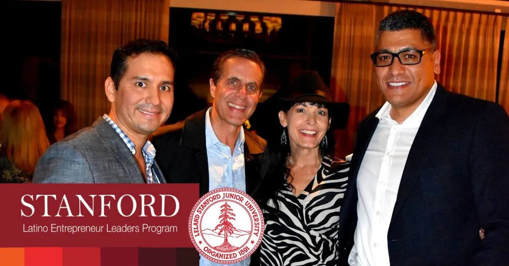 Manuel Oblitas (Co-Visual Net Design), Jim Stroessor (CEO CALI Strong), Jennifer Echeverria (Chairman CALI Strong) and Juan Carlos (President Business Development Icon Apparel Group LLC) alumni from the same graduating class of the Stanford GSB #SLELP3 Cohort
