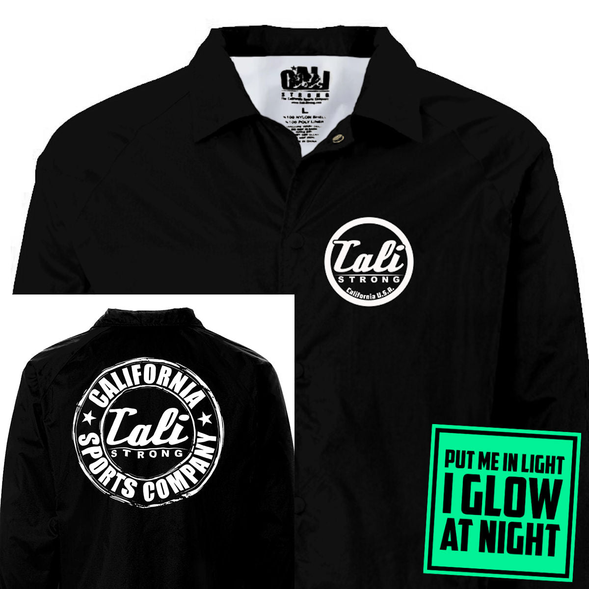 Download Cali Strong Classic Glow In The Dark Coach Jacket Black