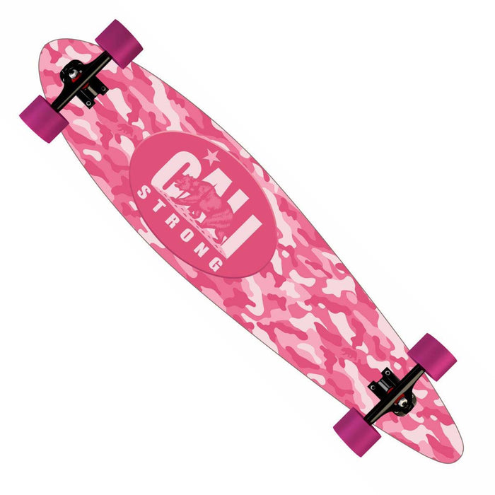 CALI Strong Urban Camo Pink Longboard Pintail 9.25" x